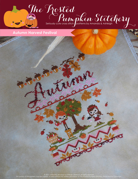 The Frosted Pumpkin Stitchery Autumn Harvest Festival Cross stitch